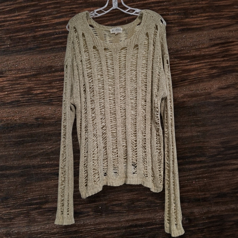 Sweet Wanderer Beige Open Stitch Knit Sweater Size Large